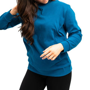 Hot Selling Women Sweatshirts <b>Drop</b> Shoulder Customized Logo Printing Solid Casual Streetwear Breathable Sweatshirts OEM Service - Product Image 2