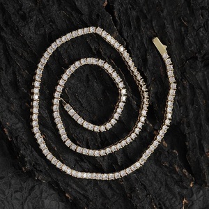 Silver White Rose Gold Iced Chain Necklace with 4MM Diamond <b>Tennis</b> Choker Hip Hop Style Men's & Women's Wedding Engagement Gift - Product Image 6