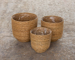 Grand panier de rangement décoratif en jonc de mer fait à la main avec poignées en anneau Organisateur tissé pour le rangement des enfants - Product Image 1