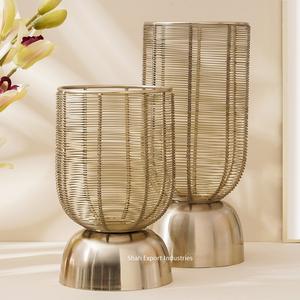 Latest Decorative Metal <b>Wire</b> <b>Flower</b> Vase for Event Party Wedding Decoration Gold Finished Tabletop <b>Flower</b> Vases - Product Image 2