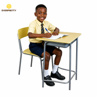 Muebles Escolares Directo de Fábrica, Juego de Mesa y Silla para Aula con Estructura Metálica Resistente