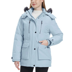 Veste Parka d'hiver longue pour femmes avec capuche imperméable polaire fourrure pardessus extérieur épaissir doudoune Type de fermeture à glissière - Product Image 1