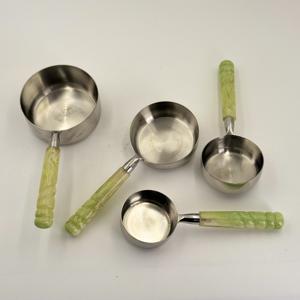 Utensilios de Cocina Ecológicos, Juego de Tazas Medidoras de Acero Inoxidable con Mango de Resina, Cuchara para Café, Herramientas para Hornear para el Hogar - Product Image 1