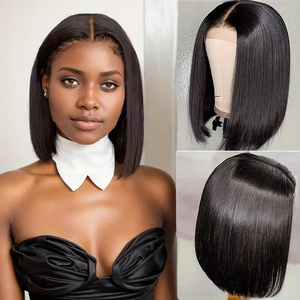 Девственные прямые волосы Remy, бесклеевые темные корневые светлые Боб-банг, большие вьетнамские HD кружева для чернокожих женщин, ежедневное использование для вечеринок - Product Image 4