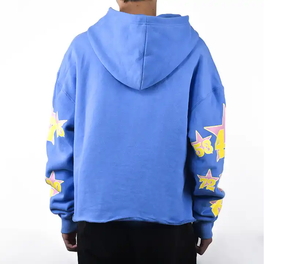 Top Selling Cut Edge 3D Puff Printing Heavy Weight Recortado Raw Hem Pullover Sudadera con capucha de gran tamaño para hombre - Product Image 2