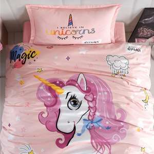 Classy Genç Pink Dreams Powder Juego de funda nórdica individual Diseño elegante de Ranforce - Product Image 2