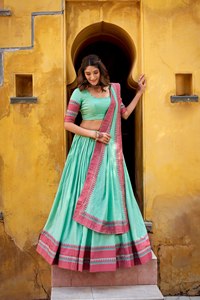Lahenga choli dupatta chenderi ด้ายทำงาน vishnu K ออกแบบเสื้อถักแขนสั้น - Product Image 4