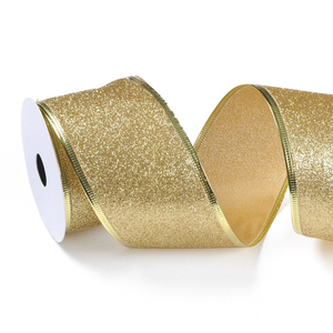 Nastri Natalizi in Tessuto Glitterato Rosso, Verde e Oro - Product Image 1