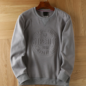 OEM Vintage Sudadera de cuello redondo con patrón en relieve 3D 100% algodón pulóver abrigo superior sudaderas con capucha para hombre en talla grande de invierno - Product Image 4