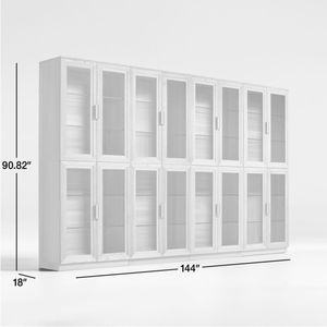 Calypso 144-Piece Natural Wood Glass-Door <b>Storage</b> <b>Cabinet</b> Set Minimalist Antique Design for Home <b>Dining</b> Entry Display Sideboard - Product Image 2