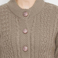 Cárdigan de punto trenzado largo y ajustado para mujer, mezcla de lana, cálido, para invierno, con logo frontal y manga completa