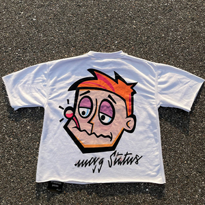 เสื้อยืดโอเวอร์ไซส์ผ้าฝ้าย400 280ครอปของผู้ชายพิมพ์ลายดีทีจีโอเวอร์ไซส์ - Product Image 5