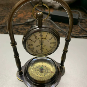 Horloge nautique antique en laiton, boussole, minuterie vintage en métal poli, artisanat 3.5x7 pouces pour la décoration de la maison et les collectionneurs - Product Image 1