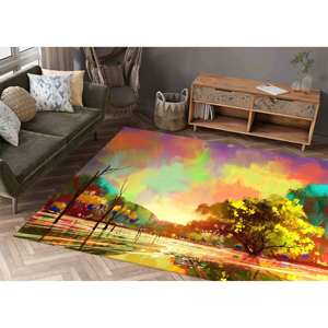 Tapis paysage d'automne, tapis imprimé, forêt, arbre, nature, abstrait coloré, tapis fin non tissé - Product Image 2