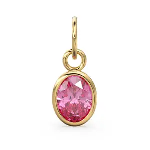 Hot Pink Quartz Oval Hydrothermal Gemstone Handmade Solid Yellow Gold Making Findings Fashion Jewelry Pendants & Charms