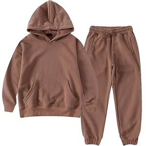 Ensemble de jogging 2 pièces, pyjama à capuche et pantalon, survêtement pour enfants et garçons, survêtements respirants, en polaire d'hiver, survêtements lourds - Product Image 1