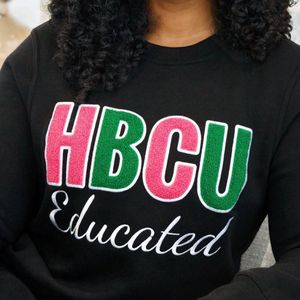 Black HBCU Chenille Embroidered Sweatshirt Premium College Style Sorority Apparel Soft Cotton Crewneck Pullover - Product Image 2