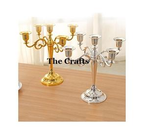 Candelabre de qualité supérieure en aluminium couleur or pour la décoration de mariage - Product Image 5