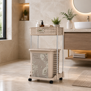 Cesto para la ropa sucia Naiba de 1 nivel, modelo Blooming, con construcción duradera, compartimentos dobles para clasificar, perfecto para cualquier habitación. - Product Image 1