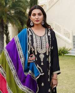 Vente en gros de vêtements traditionnels pakistanais pour femmes, shalwar kameez, salwar suit, vêtements ethniques pour les fêtes, nouvelle mode, séchage rapide, soie chinnon, ODM - Product Image 4