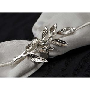 Unique Metal Embossed Silver Leaves design Elegant Decoration napkin <b>ring</b> high quality royal Silver napkin <b>ring</b> - Product Image 1
