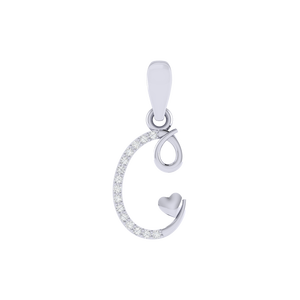 Colgante de Plata de Ley 925 con Sello BIS, Letra C, Chapado en Oro con Rodio, Opción de Dijes con Circonita Cúbica de 15 Piedras - Product Image 5