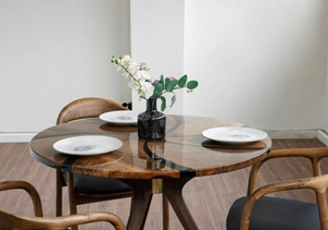 โต๊ะรับประทานอาหาร/กาแฟ ทำมือ ไม้กระถินเทศผสมเรซิ่น ดีไซน์หรูหราทันสมัย กันน้ำ เหมาะสำหรับห้องนั่งเล่น ของขวัญเกษียณอายุ งานแต่งงาน ครบรอบ งานไว้อาลัย - Product Image 2