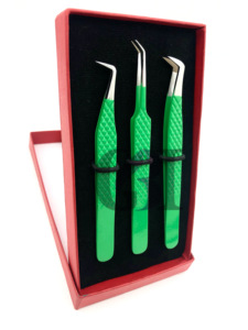 Nouveau Style 45 & 90 Degrés Céleri Poudre Revêtement En Acier Inoxydable Botte Volume Avec Fiber Pointe Extension De Cils Pince À Épiler Outil De Beauté - Product Image 5