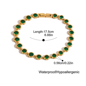 Bracelet tennis en argent 925 pour femme, serti de moissanite vert émeraude, empilable, superposable, bijou de luxe tendance, cadeau - Product Image 3