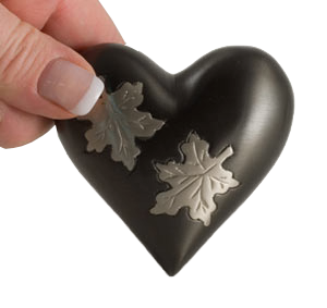 Urne funéraire commémorative à motif de feuille d'érable Urne funéraire de meilleure qualité en forme de cœur avec boîte en velours - Product Image 4