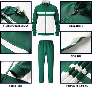 Survêtement de haute qualité pour hommes Streetwear Sweat-shirt à capuche épais délavé au soleil et pantalon baggy évasé - Product Image 4