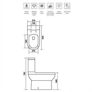Inodoro de Cerámica Moderno de Dos Piezas Ballon, Versátil para Uso en Interiores y Exteriores, para Escuelas, Hospitales, Hoteles, Cocinas, Baños y Exteriores - Product Image 2