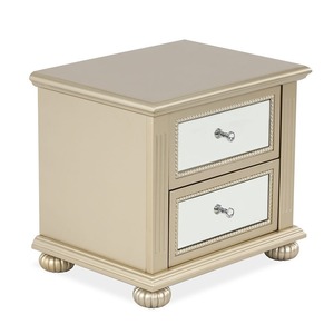 Table de chevet 2 tiroirs Hampton bois de teck six tiroirs meubles de chambre à coucher bois de manguier massif acajou 081036 - Product Image 2