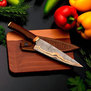 Couteau de chef de luxe en acier inoxydable fait à la main, à bord dentelé, cadeau de chasse en plein air, avec garantie de 3 ans, service OEM - Product Image 2