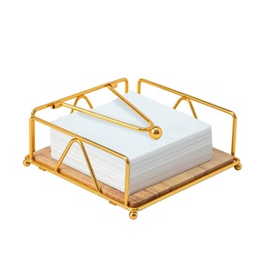 Hot Selling Gold Powder Coated Metal Tissue Holder Napkin Stand Tabletop Eco Friendly Household Decor Custom American Style - Product Image 1