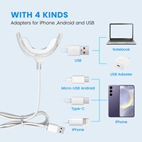 Kit de blanchiment des dents, lumière LED bleue en plastique, silicone de qualité alimentaire, usage dentaire, adulte, USB/Type-C, portable