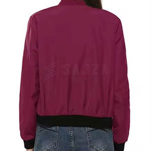 Elegante chaqueta de bombardero para mujer con cierre de cremallera y diseño personalizado para ropa de calle informal chaqueta de bombardero para mujer - Product Image 3