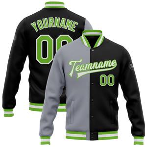 Vente en gros dans l'industrie directe, blouson décontracté hiver personnalisé noir Kelly vert-blanc, veste Varsity Letterman à boutons-pression - Product Image 2