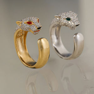 Joyería de marca de lujo Hip hop diamante cabeza de leopardo anillo abierto corte redondo laboratorio cultivado diamantes para hombres - Product Image 1