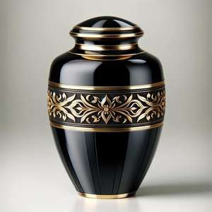 Hand Carved Brass Cremation <b>Urns</b> and Keepsakes Eco-Friendly Cylindrical Funeral Memorial <b>Urns</b> for Burial - Product Image 2