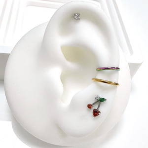 2025 Bán Buôn Titan Cơ Thể <span class=keywords><strong>Piercing</strong></span> Đồ Trang Sức Cherry Hình Labret 16G Lip Nhẫn Helix Bông Tai Astm Chứng Nhận Zircon Bóng - Product Image 4