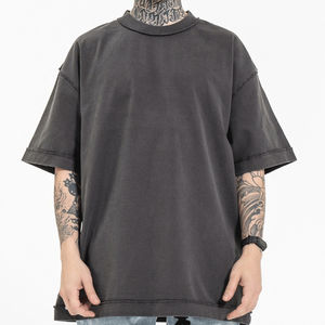 เสื้อยืดวินเทจสีเทาพิมพ์ลายดิจิทัลคอเสื้อโอเวอร์ไซส์พิมพ์ลายกรดซักได้ตามต้องการขนาด220แกรม100% - Product Image 5