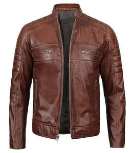 Chaqueta para Hombre al por Mayor 2026, Chaqueta Premium para Hombre en Cuero Genuino Marrón Clásico con Cierre de Cremallera para Invierno, Logotipo Personalizado - Product Image 1