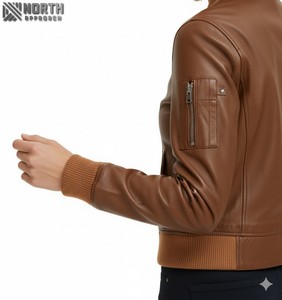 แจ็กเก็ตหนัง Nappa แกะหรูหราสำหรับผู้หญิงฤดูใบไม้ร่วงฤดูหนาวมีซิปกระเป๋าด้านหน้าระบายอากาศปรับแต่งได้ - Product Image 3