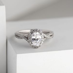 Oval Cut Halo Engagement <b>Ring</b> for Women in Rose Gold & 925 Silver Cute Style - Product Image 3