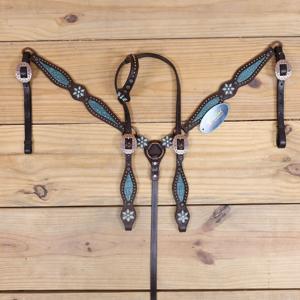 Juego de Cabezada y Pechera para Caballo Estilo Occidental de Lujo, Cuero de Primera Calidad con Pedrería, Hecho a Mano, Equipo de Equitación Personalizado - Product Image 1
