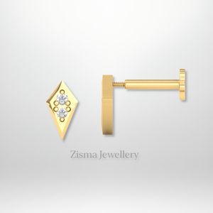 Boucles d'oreilles de luxe en forme de diamant Piercing Jewelry 14K 18K Solid Gold Real Lab Grown and Natural Diamonds IGI GIA Certified - Product Image 2