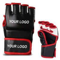 Gants MMA demi-doigt en cuir PU de haute qualité Cage de grappin de combat Gants d'entraînement Logo personnalisé Gants de boxe Muay Thai
