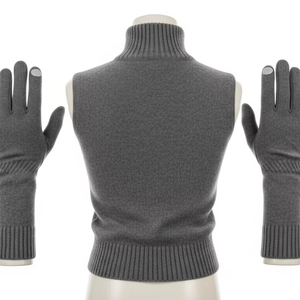 Guantes de invierno de mezcla de algodón hasta la muñeca para viajes, forro térmico de punto elástico suave cálido, accesorios para clima frío al aire libre - Product Image 2