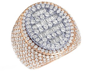 แหวนเงินแท้ประดับเพชรโมอิสซาไนต์ทรงกลมและทรงบาแกตต์ สไตล์คริสเตียนฮิปฮอป สำหรับผู้ชาย เหมาะสำหรับงานแต่งงานและงานปาร์ตี้ - Product Image 1